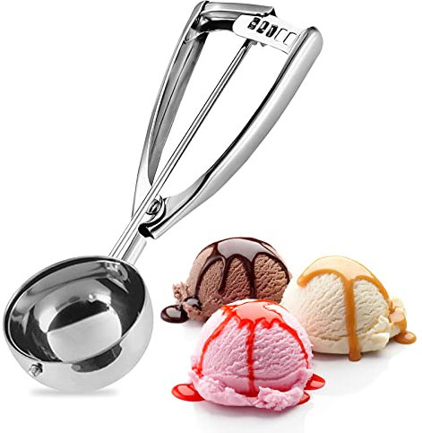 Edelstahl Eis Eisportionierer mit Einfachem Auslöser–Große Größe 2,50 Zoll/6,3 cm Keksschaufel Eisportionierer mit Auslöser für Kartoffelpüree, Cupcake-Mix, Keksteig, Mellonbällchen