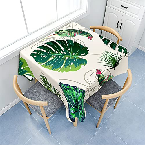 Morbuy Tischdecken Quadratisch, Pflanze Blätter Muster Tischdecke Wasserdicht Lotuseffekt Küchentischdecke Abwischbar Tischtuch für Restaurant Garten Outdoor (90x90cm,Monstera-Blätter)