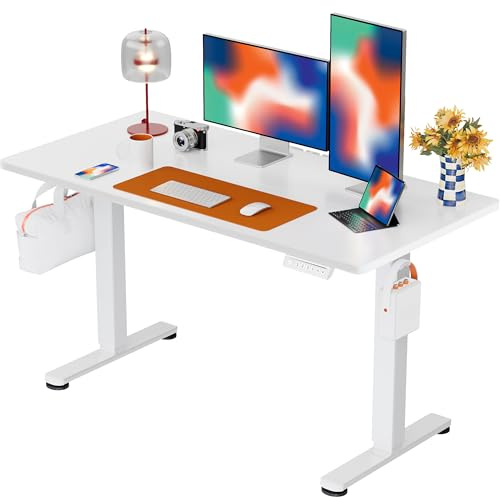 ErGear Height Adjustable Electric Standing Desk, 48 x 24 Inches Sit Stand up Desk, Memory Computer Home Office Desk, White