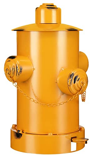 Hoolerry Cestino per idrante antincendio, retrò, creativo, con secchio interno, grande capacità, in ferro battuto, pattumiera per interni ed esterni, per parco, giardino, cucina, spazzatura (giallo,