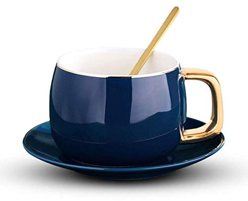 Tazze e tazzine da caffè/tè in Ceramica alla Moda Set da Viaggio con piattino per Tazza da caffè Tazza da tè in Porcellana con Cucchiaio da Bere