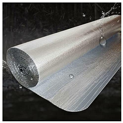 MUYUNXI Self-Adhesive Double-Layer Bubble Aluminum Foil, Thermal Insulation Aluminum Foil Film for Walls, Floors, Attic Greenhouse, Camper(Size:1x30m(3.2x98.4ft))