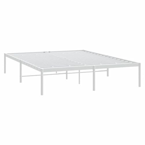vidaXL Sängram metall vit 160x200 cm, säng, metallsäng, metall sängram, sängar, metallsängar, metall sängramar, gästsäng, gästsängar, enkelsäng
