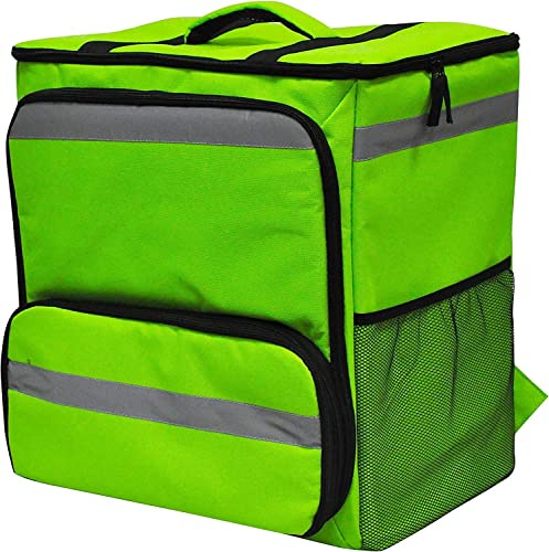 60L XL Large Insulated Food Delivery Backpack Expandable Catering Cooler Bag Waterproof Pizza Bag for Uber Eats Thermal Food Bag for Bike for Beach, Picnic, Camping UberEats Doordash (Green)