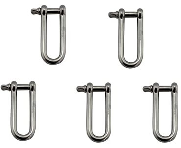 Langer D-Schäkel in Marinequalität, Edelstahl AISI 316, Langer D-Rigging-Schraubstift, Schäkelhaken, Rigging-Hardware M8, M10, M12 (Color : 10mm 5pcs)