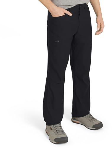 Eddie Bauer Men's Athletic Fit Fixed Waist Active Performance Rainier Pants, Black, 32W x 32L