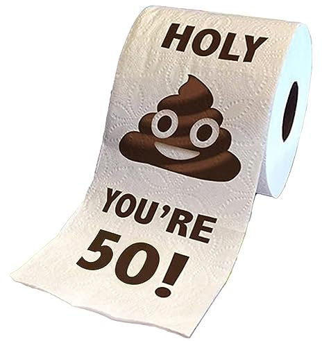 Funny Birthday Toilet Roll Decoration | Novelty Paper Gag Gift for 30th 40th 50th 60th Birthday | Bathroom Loo Roll Decor Party Supplies Toilet Tissue Rolls Gift for Women Men (50th Birthday)