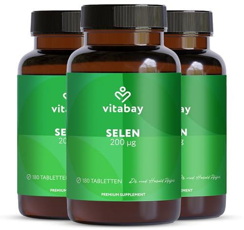 Vitabay Selen hochdosiert 200mg Vegan – 540 Tabletten | Selen Komplex Vegan – Selen 200 mcg Kapseln hochdosiert – Tabletten – Laborgeprüft