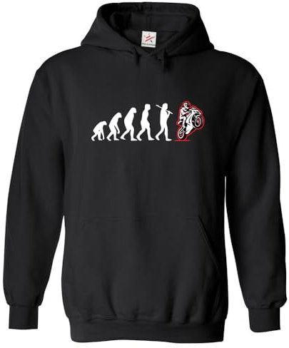 Stars and Stripes Biker Evolution Motorcykel Rider Pullover Hoodie Unisex Vuxen Huvtröja, Svart, S