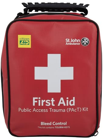 St John Ambulance Zenith Public Access Trauma (Pact) First Aid Kit with Tourni-Key | for Critical Injuries | Includes Military-Grade Wound Dressings, Tourni-Keys, and Specialist PPE