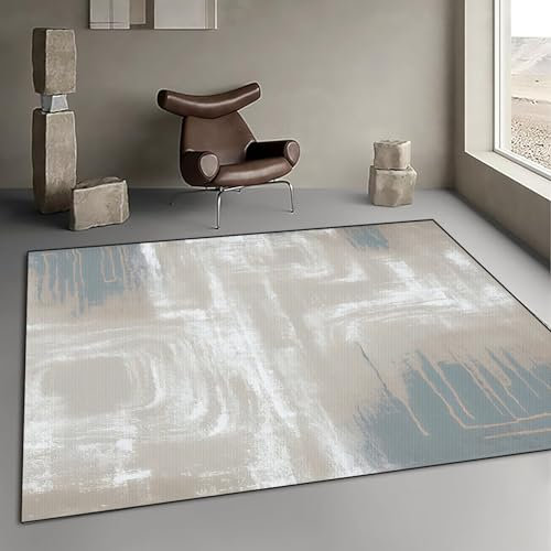 CUIMEI Teppichläufer 120 x 270 cm rutschfest Waschbar Messeteppich Mit Muster für Schlafzimmer Kinderzimmer, Weiß