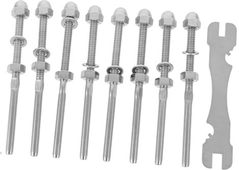 Healvian 8st Bausatz Für Geländer Aus Stahlseil 1/8 Deckgeländer-kit Geländer-set Aus Stahlseil Seilrelingsystem 1/8 Kabelgeländer-kit Aus Edelstahl Rostfreier Stahl Gewinde Mutter