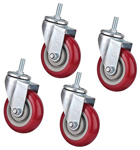 Plattenrollen Transportrollen, Lenkrollen mit Bremsen, Polyurethanrollen, 360° drehbar, Schwerlastrollen, verzinkt, Bolzen M12 (B/4 Universal 125 mm)