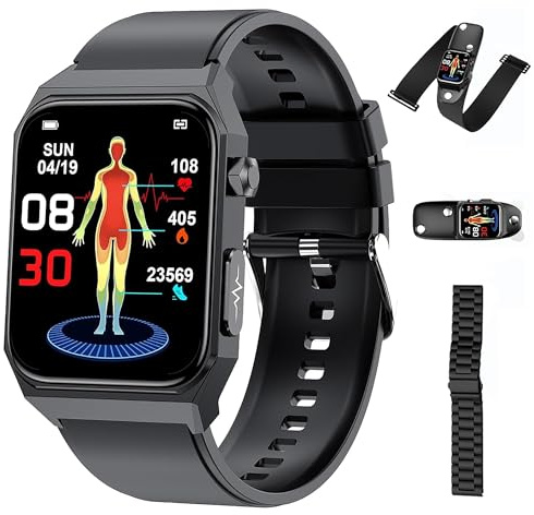 ABPWO Smartwatch ECG, 1,91'' Orologio Pressione Sanguigna con ECG Certificato, Cardiofrequenzimetro, SpO2, Sonno, IP68 Impermeabile Fitness Tracker, Smartwatch Sport per Uomo Donna