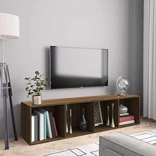 THOYTOUI Bücherregal, CD Regal Wandboard Fotoregal Gewürzregal Geeignet für Büro Wohnbereich Wohnung Küche/TV-Schrank Braun Eiche 143x30x36 cm Holzwerkstoff