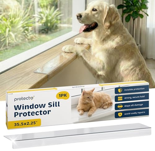 Protecto Clear Window Sill Protector - 90X6cm Ultra-Strong Window Guards from Dog & Cat Scratching Chewing & Clawing, Keep Your Sill Smooth & Paws Safe, Anti Scratch Window Sill Cover Protection
