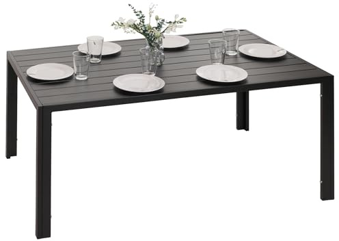Mendler Alu-Esstisch HWC-N40 wetterfest 140x80cm - anthrazit | Tisch, Bistrotisch, Gartentisch, Balkontisch