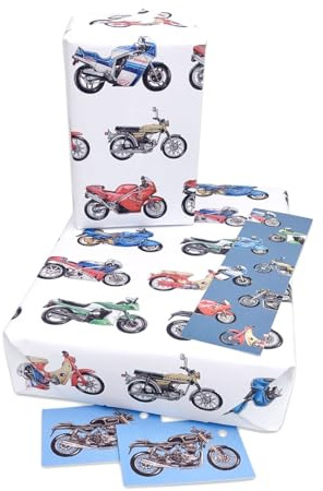 Presenting Perfection Carta da regalo per moto, confezione da 2. Carta da regalo per motociclisti. Carta da regalo per moto d'arte accuratamente curata, progettata e dipinta da un motociclista per mot