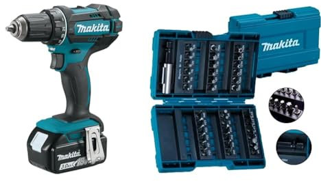 Perceuse visseuse 18V LXT (2x3,0 Ah) en MAKPAC - Makita DDF482RFJ & B-28606 Assortiment d'embouts 37 Pieces
