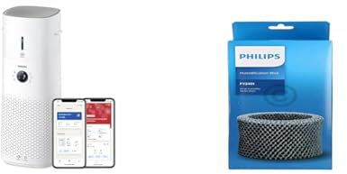 Philips 3000 Series 2-in-1-Kombigerät für Luftreinigung und -befeuchtung, 131 m2, NanoProtect HEPA- und Aktivkohlefilter entfernt 99,97% aller unsichtbaren Partikel, Weiß (AC3737/10)