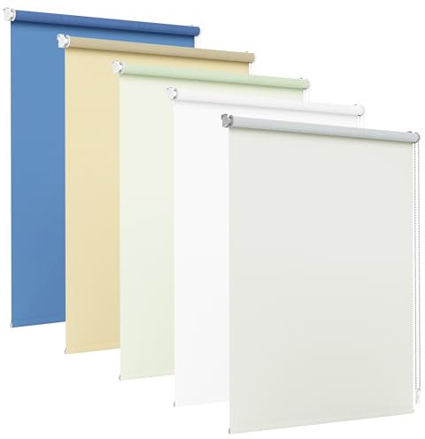 Jalousiescout Verdunkelungsrollo ohne Bohren, Klemmfix Rollo für Fenster und Türen Vollverdunkelnd, Sonnenschutz Sichtschutz, 90 x 120 cm (BxH), Weiß