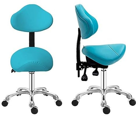 QZQJUILU Sattelhocker mit Rollen und Verstellbarer Neigung, ergonomischer Bürohocker in Sattelform, 21 bis 26 Zoll hoher Salonstuhlhocker für Therapeuten und Hundepflege Star of Light