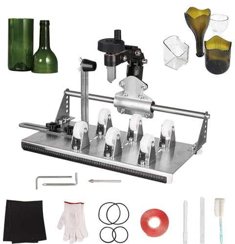 Taglierina per bottiglie di vetro， Kit tagliavetro fai da te multifunzionale con accessori completi, adatto for birra, whisky, vino, champagne