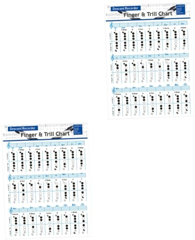 Toyvian 2pezzi Bass Recorder Chord Chart Per Pratiche Musicali Guida Finger Chart Per Principianti e Studenti Di Flauto Diagramma Efficiente Per Sviluppare Le Competenze Musicali