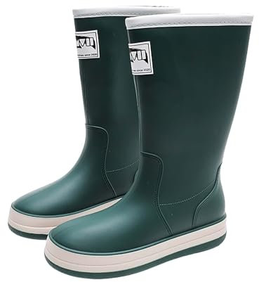 BOTCAM Stivali di gomma da uomo, a gambo lungo, impermeabili, antiscivolo, da pesca, per attività all'aperto, grandi dimensioni, da trekking, in gomma, taglia 36-44, verde, 43 EU