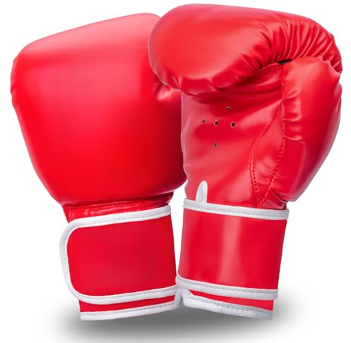 Boxningshandskar för barn pojkar flickor ungdom ålder 5-12 år träningshandskar för boxningssäck kickboxning Thai handskar MMA röd