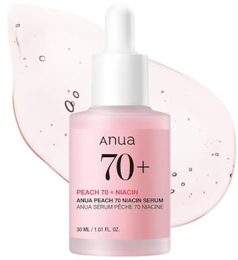 Anua persika 70 niacinamidserum, koreansk skincare, 30 ml | Daglig Glow ansiktsserum, vård för hudton & blek hud med vitamin B12, lätt & fuktgivande