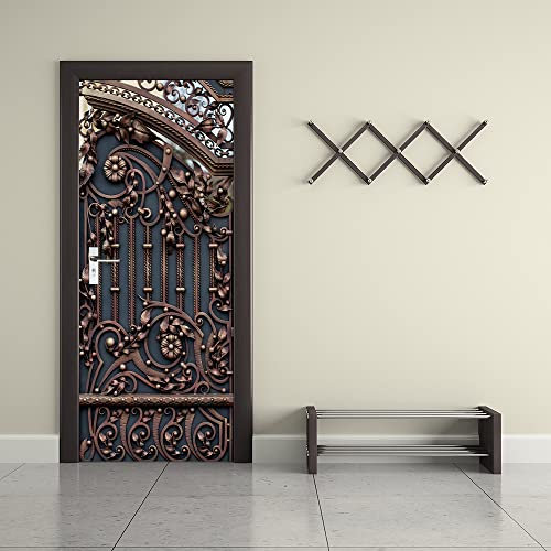 VIRANDA Selbstklebende Türtapete 3D Vinyl Türaufkleber Wasserdichte Türbilder Abnehmbare Türposter Gitter Türklebefolie für Zuhause Decoration Design 100x200cm