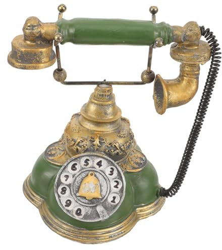 VINTORKY Rotary Telephone Model Vintage Resin Corded Home Phone Green Decorative House Decor for Living Room Bedroom
