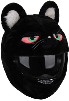 Cartoon Schwarze Katze Motorrad Helm Abdeckung Dekoration Niedliche Schutzhülle