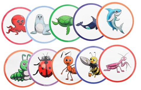 MUSISALY 10pcs Potty Training Pee Sticker Toilet Seats Training Sticker Cartoon Animals Adorable PVC Self-Adhesive Easy to Apply Fun Experience for Home Use