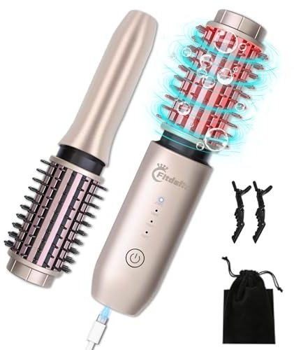Fitdafit Spazzola per Arricciacapelli Senza Fili, Thermal Brush Ionico, Spazzola Arricciacapelli, Lisciante e Arricciacapelli, Ferro Aarricciacapelli Portatile, Spazzola Termica 3 in 1, Ricaricabile