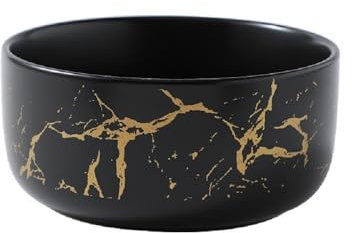 MAGICVOGEL Ciotola per cereali in porcellana, effetto marmo, ciotola per gelato, ciotola per insalata, insalata, cereali, farina d'avena, gelato, yogurt (nero, 350 ml)