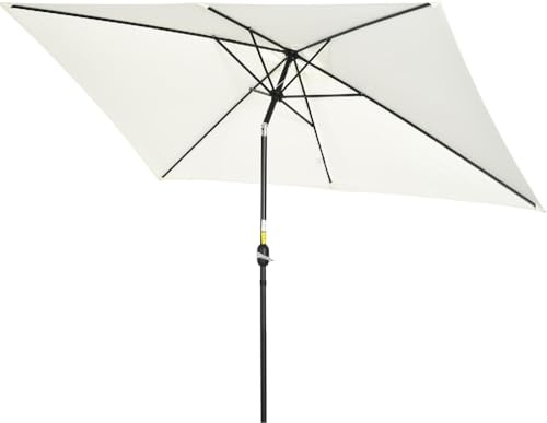DecHome - Ombrellone da Giardino Antivento 2.95x1.95 mt in Metallo/Poliestere colore Crema