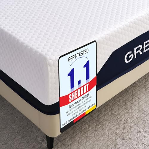 Grbsy Matratze 120x200 H5, 26 cm Schaumstoffmatratze mit FrostCover Kühlbezug, Gelschaum, Memory Foam und Bambuskohle-Schaum, ergonomischer 7-Zonen-Schaumkern, Oeko-TEX & CertiPUR-US Zertifiziert
