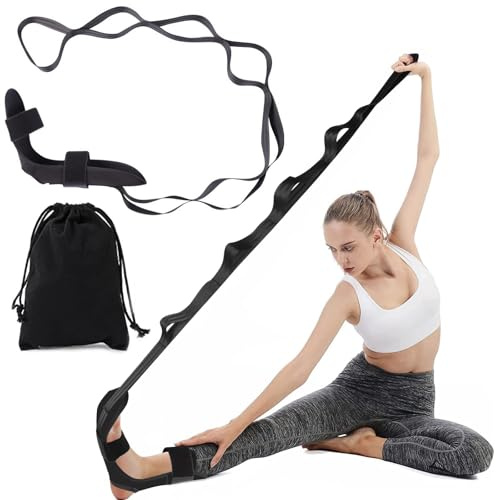 Qaestuan Cinturón de Estiramiento de Yoga, Stretching Strap With Loops And Detachable Foot, stretching strap de Ajustable, Correa de Yoga para Estiramiento de Piernas, para Pilates, Fitness
