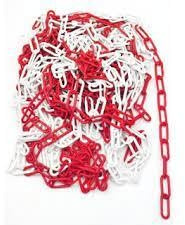 30 Meter Warn-/Absperrkette aus Metall - DIN 5685-C - rot/weiß - 6 mm (4,-€/Meter)