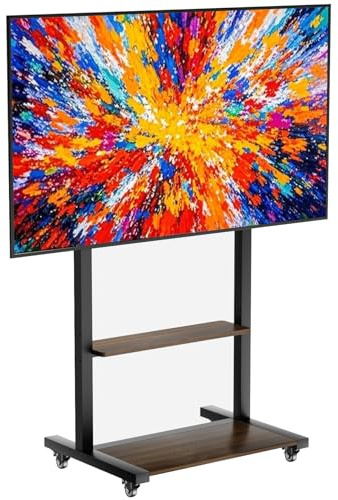 unho TV Mount Stand with Wheels for 40 55 65 75 85 86 95 98 100Inch LCD LED Flat up to 220 lbs, Max VESA800x600 mm Heavy Duty Portable Floor TV Stand Large Base Trolley Height Adjustable