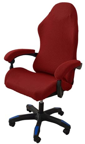 tintoke 4 Piezas fundaparasilla de Juego,FundaSillaOficina con Reposabrazos,FundaparaSilla Gaming,con Cremallera, Adecuado para sillasdejuego, sillasdecomputadora, sillasgiratorias (Vino Tinto)