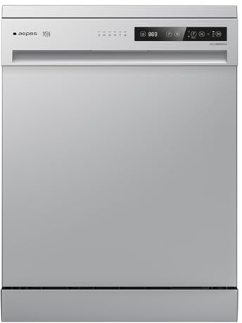 Aspes Lavavajillas 60cm Inox AJ13601EDX. 1890W, 14 Cubiertos, 2 Bandejas, 6 Programas, Display LED táctil, Función Stop&Go, Eficiencia Energética Clase E