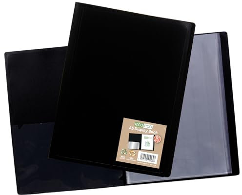 eco-eco eco164 A5 100% recyceltes Buch, 80 Taschen, flexibler Einband, Schwarz