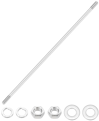sourcing map 1 lot de vis à tige à double extrémité M10 x 400 mm, en acier inoxydable 304 à double filetage avec rondelle d'écrou pour l'entretien de la maison, vis de fixation d'ancrage structurel