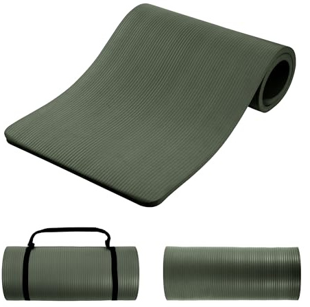 BalanceFrom 1-Inch Premium Yoga Mat,High-Density NBR Foam,1 Inch Thick Yoga Mat for Superior Cushioning and Joint Protection,Non-Slip for Pilates,Gym & Exercise,Green Jasper