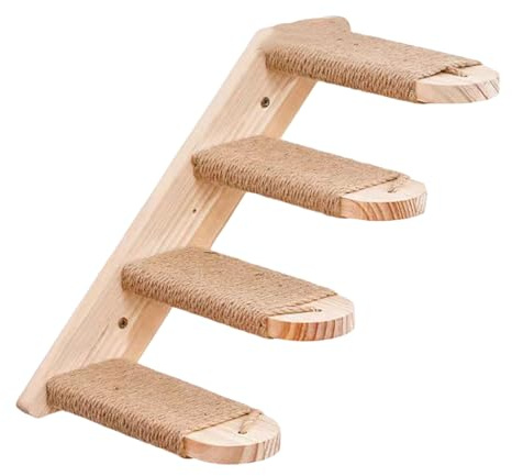Robuste Kletterleiter aus Holz, Wandmontage, Aktivitätszentrum für vertikale Erkundung und kompaktes Wohnen, natürliches Holz, Katzenspielzeug für Wohnung