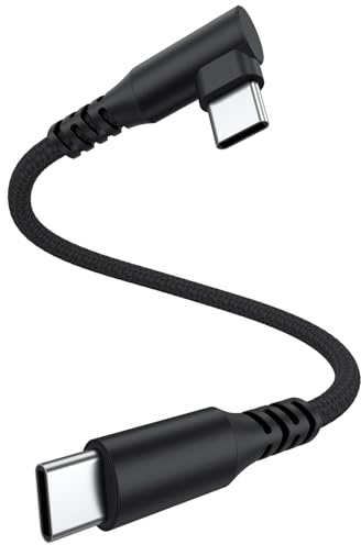 Amzpas 0,3M Cavo USB Tipo C 90 Gradi, Cavo USB C di Ricarica Rapida Nylon e Trasferimento Dati per IPhone 17/Air/16/15/Pro/Pro Max,Per Galaxy S25 S24 S23 S22,Per iPad Pro/Air/M (0,3M)