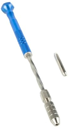 FUANA Lot de 10 forets à main semi-automatiques 0,5 à 3 mm avec 10 petits embouts hélicoïdaux, corps en aluminium pour bois, plastique, résine, ambre, modèle DIY, bleu, design allongé B